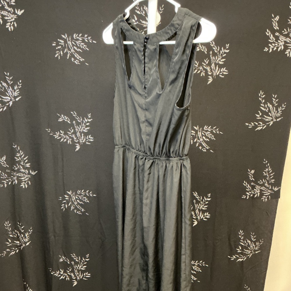 Black High Low Sleeveless Cocktail‎ Dress Halter Neck Cutout Elastic Waist Small - Picture 2 of 7